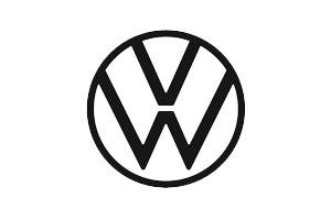 Logo volkswagen na čiernom pozadí.
